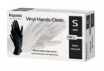Kapous Перчатки виниловые, прозрачные, чёрные, размер S, 100 шт.