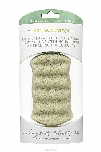 Konjaс Спонж для мытья тела 6 Волн премиум-упаковка (для расширенных пор)